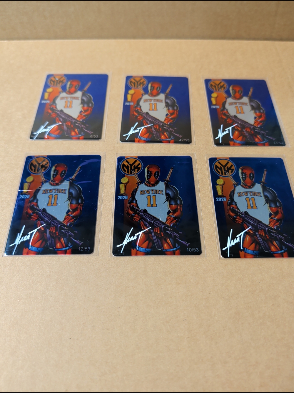 Deadpool New York Knicks METAL CARDS SIGNED BY "Marat Mychaels"  6 TOTAL NM